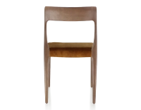 Chaise scandinave bois teinte marron foncé assise tissu velours bronze
