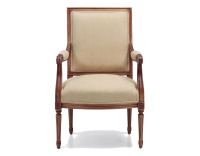 Fauteuil ancien style Louis XVI bois teinte ancienne et tissu crème
