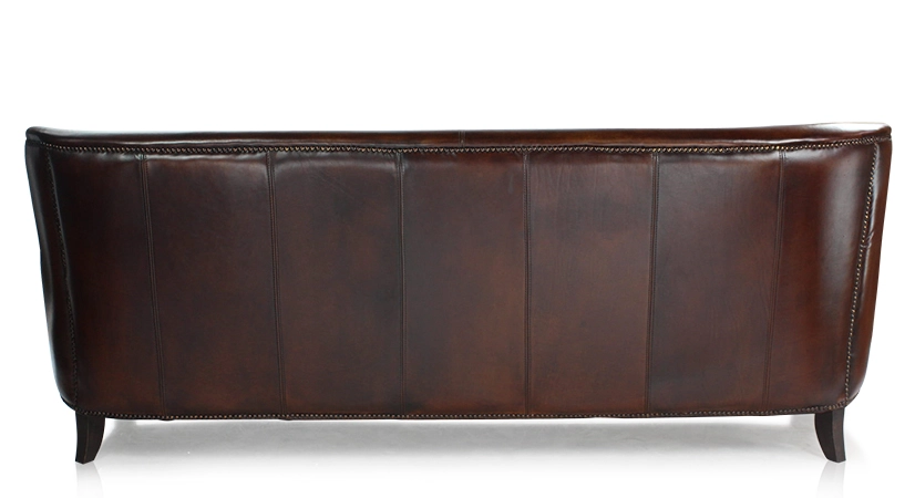 3 seater leather club sofa dark brown