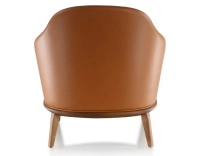 Fauteuil design cuir caramel et tissu brun
