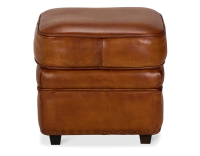 Pouf cuir marron clair bord clouté