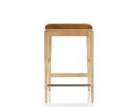 Tabouret de bar design H60 cm bois teinte naturelle assise tissu velours bronze