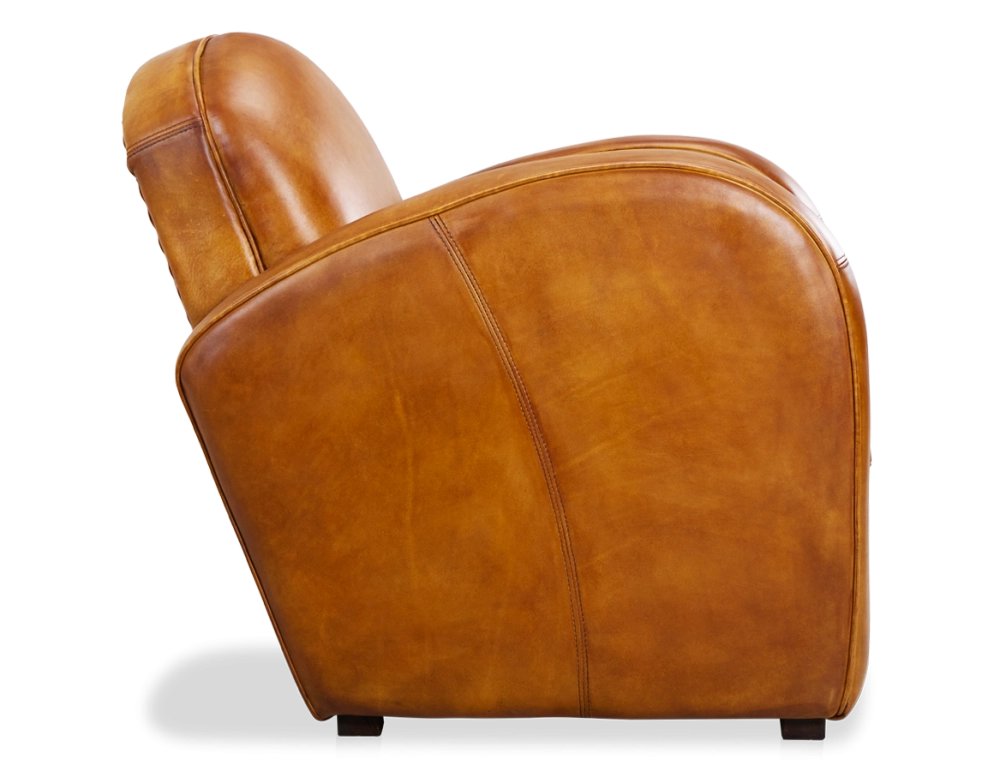 Fauteuil club cuir cognac