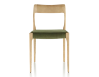 Chaise scandinave bois teinte naturelle assise tissu vert olive