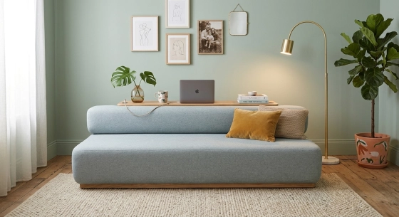 Canapé design tissu gris clair