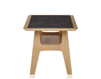 Rectangular coffee table in oak and ceramic with natural stained wood, slate effect ceramic top 100x50 cm