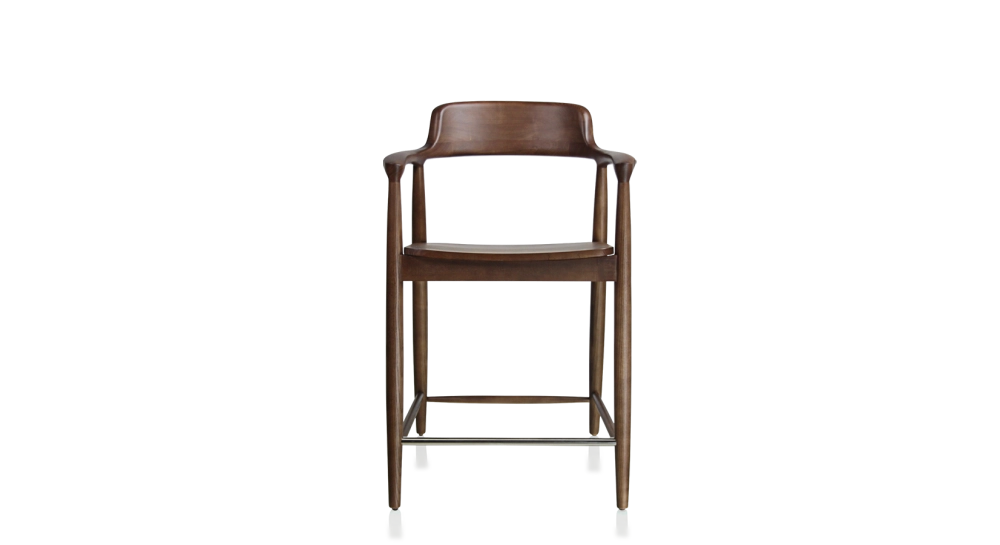 Tabouret de bar H60 cm bois teinte marron foncé