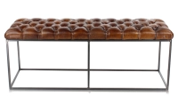 Banc Chesterfield cuir marron vintage