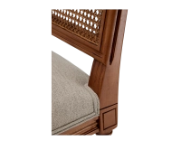 Louis XVI style antique chair cane back chair with natural beige fabric seat