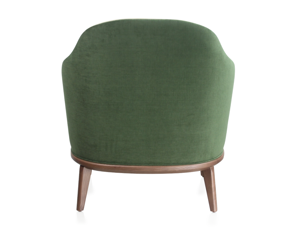 Fauteuil design tissu vert forêt et crème
