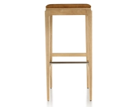 Tabouret de bar design H80 cm bois teinte naturelle assise tissu velours bronze