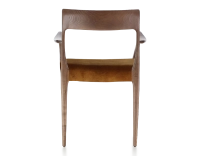 Chaise scandinave avec accoudoirs bois teinte marron foncé assise tissu velours bronze