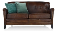 2 seater leather club sofa dark brown