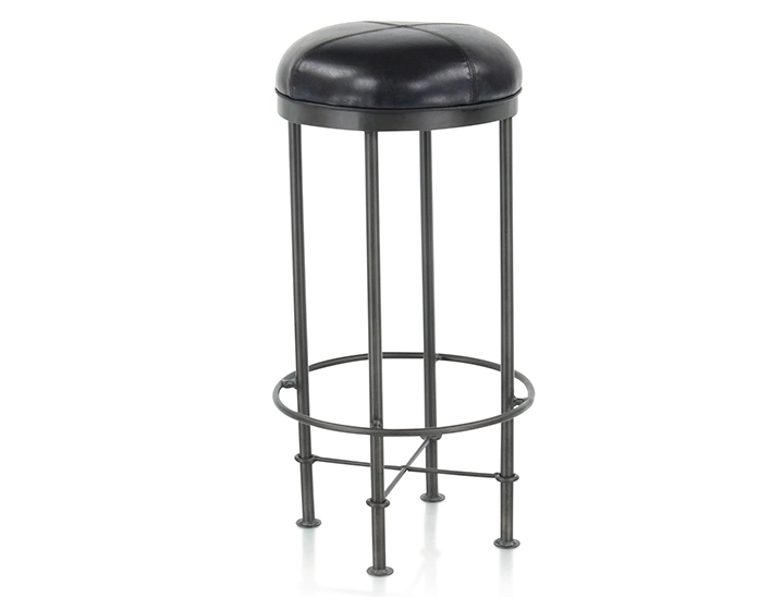 Vintage leather bar stool black