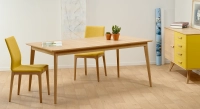 Table salle à manger 8 personnes en chêne teinte naturelle plateau bois 210x100 cm