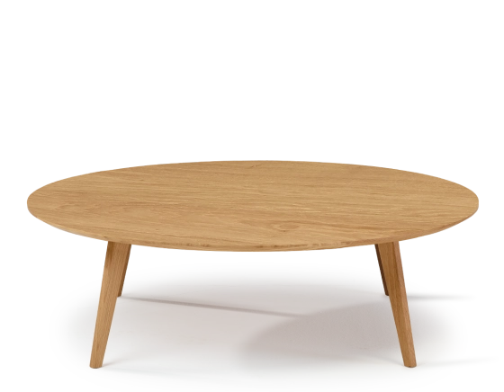Table basse ronde en chêne plateau bois F1 teinte naturelle 100x100x40 cm