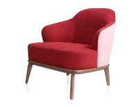 Sillón de diseño tejido burdeos y rosa empolvado