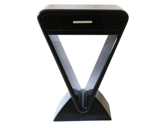 Table de chevet art déco bois teinte noire laquée