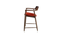 Tabouret de bar h60 cm bois teinte naturelle assise tissu orange brulé