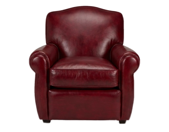 Fauteuil club cuir rouge carmin