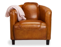 Fauteuil club cuir cognac
