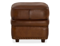 Pouf cuir marron vintage bord clouté