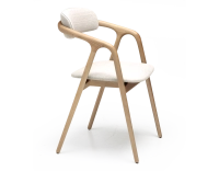 Silla escandinava madera tinte natural asiento tejido beige natural