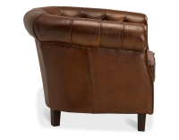 Fauteuil chesterfield cuir marron vintage accoudoirs cloutés