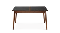 Walnut and ceramic dining table for 6 people with natural wood stain and slate effect ceramic top 160x100 cm