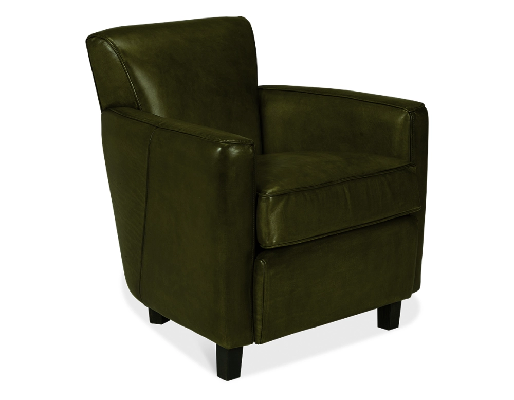 Leather club armchair olive green