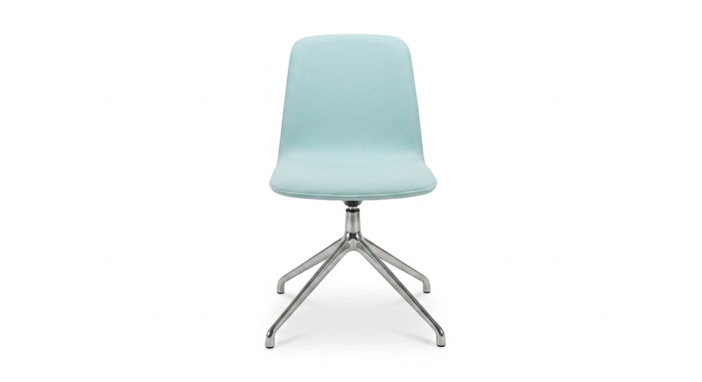 Chaise de bureau sans roulettes assise tissu bleu ciel