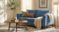 Canapé design 2 places tissu bleu jean