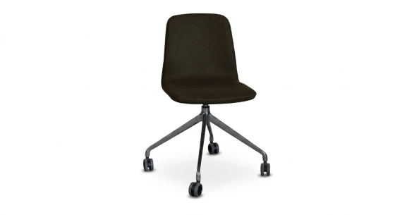 Chaise de bureau à roulettes assise tissu en laine bouillie taupe