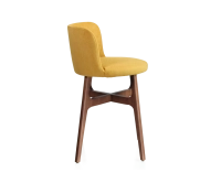 Bar stool h60 cm walnut-stained wood, yellow fabric seat