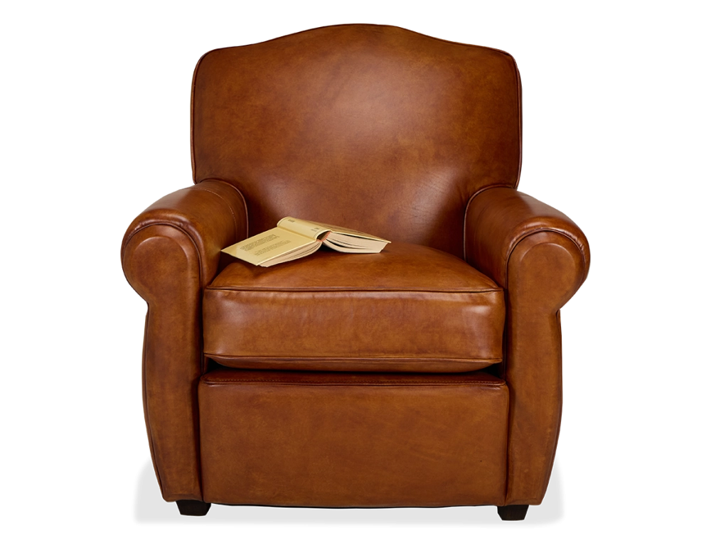 Fauteuil club cuir marron clair