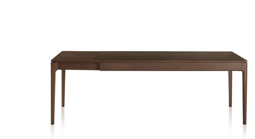Mesa extensible de 8 a 14 personas de roble con tablero y extensiones de madera en tono marrón oscuro 210x100 cm