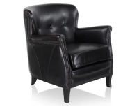 Sillón club de piel negro reposabrazos con tachuelas