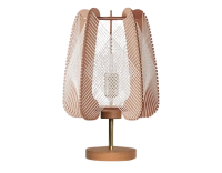 Lampe sur pied en bois et fil de coton tressage croisé