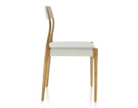 Silla escandinava madera tinte cerezo asiento tejido beige natural