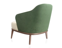 Fauteuil design tissu vert forêt et crème