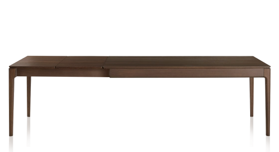 Table extensible en chêne 8 à 12 personnes avec plateau et allonges bois teinte marron foncé 180x100 cm