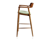 Bar stool h80 cm cherry-stained wood green fabric seat