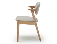 Chaise design teinte naturelle et tissu beige naturel bois teinte naturelle assise tissu beige naturel