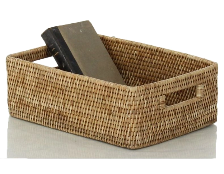Panier de rangement rectangulaire en rotin naturel