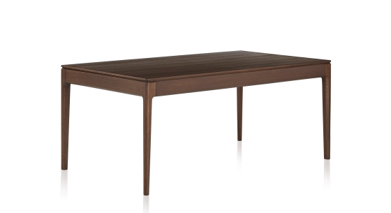 Table salle à manger 8 personnes en chêne teinte marron foncé plateau bois 180x100 cm