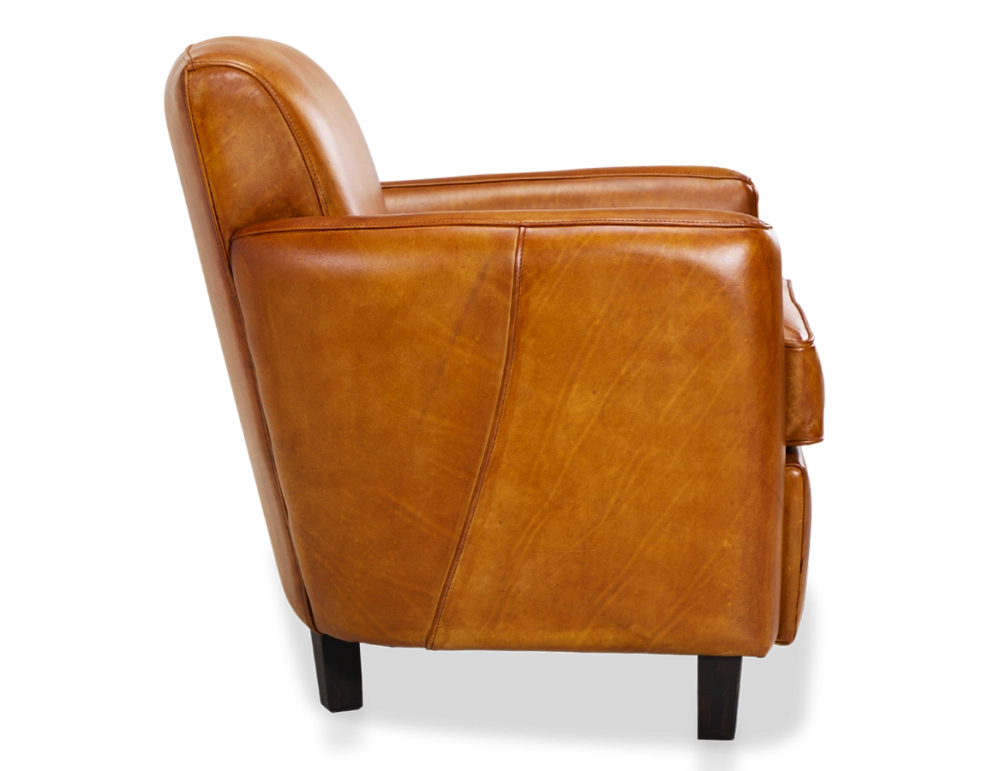 Leather club armchair cognac