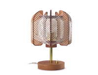 Lampe sur pied en bois et fil de coton tressage croisé