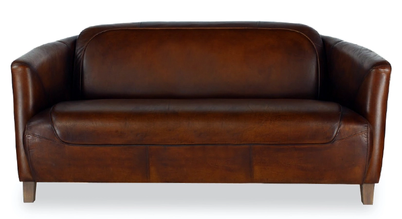 3 seater leather club sofa dark brown