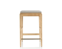 Tabouret de bar design H60 cm bois teinte naturelle assise tissu beige naturel