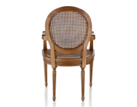 Antique Louis XVI style armchair with armrests wood stained antique seat and back caned